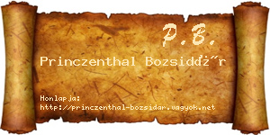 Princzenthal Bozsidár névjegykártya